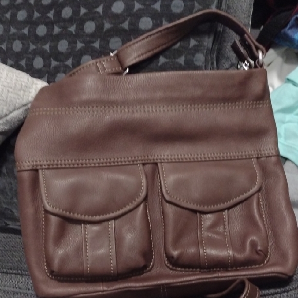 👜 Fossil Brown Leather Shoulder Bag with Textured Finish - Picture 3 of 10